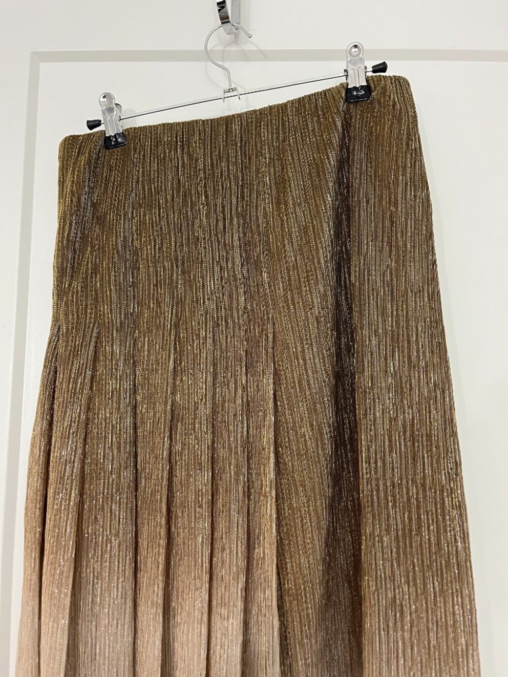 New Reiss Size 2 Gold Champagne Ombré Emmeline Metallic Pleated Maxi Skirt NWT - Picture 11 of 16